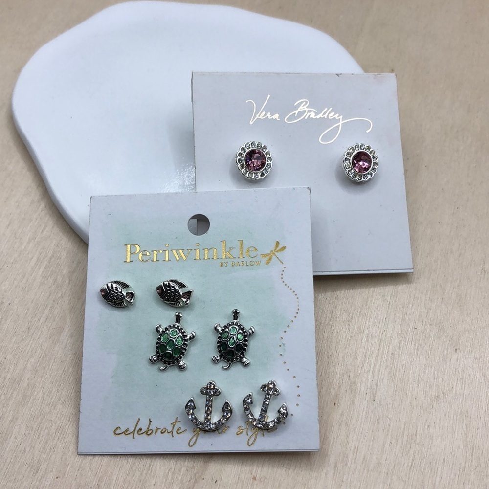 Periwinkle by Barlow + Vera Bradley stud earrings nautical + glam bundle new.